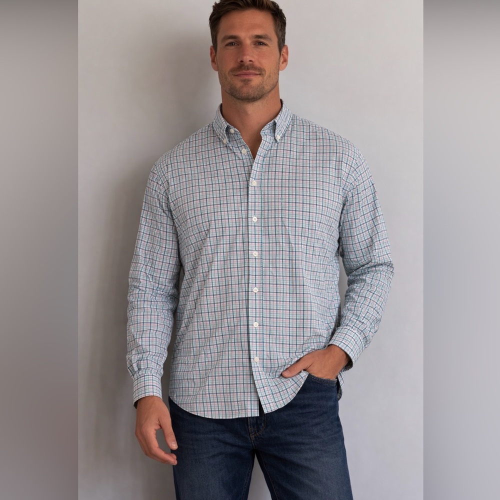 Peter Millar‎ Plaid Button Down Shirt Mens XL Stretch Summer Comfort